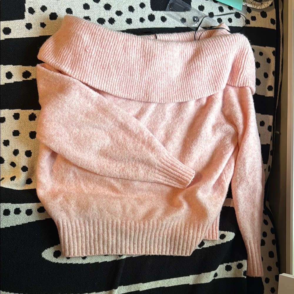 Pink Off-Shoulder Sweater